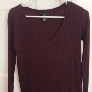 Forever 21 Long Sleeve Maroon Flowy Sweater Dress